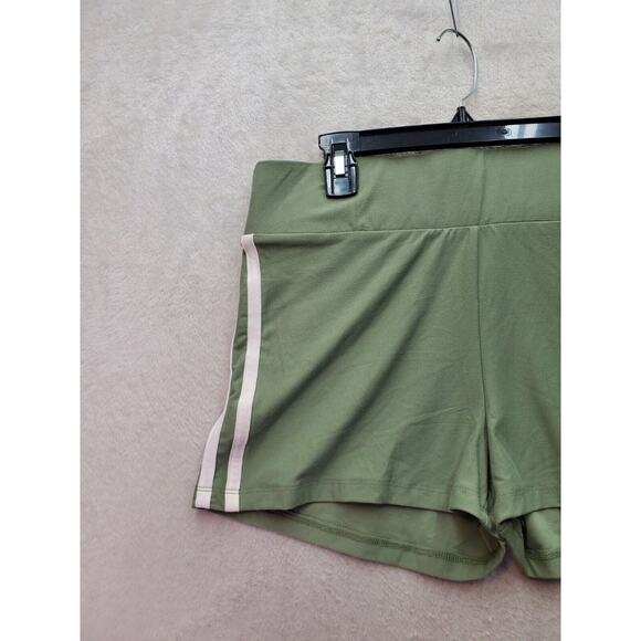 Derek Heart Shorts Womens Large Green Polyester Elastic Waist White Strips Side - Picture 4 of 6